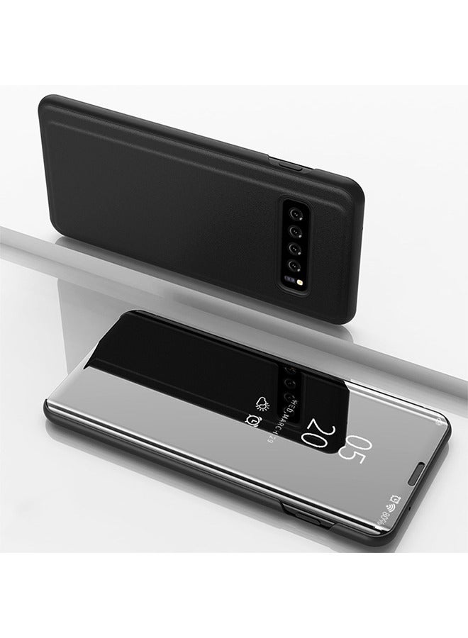 CCSamll Samsung Galaxy S21 Ultra Phone Case, Luxury Mirror Design Clear View Smart Window Screen Display Case Support Wireless Charging Flip Phone Cover for Samsung Galaxy S21 Ultra 5G QH Black - Image 1